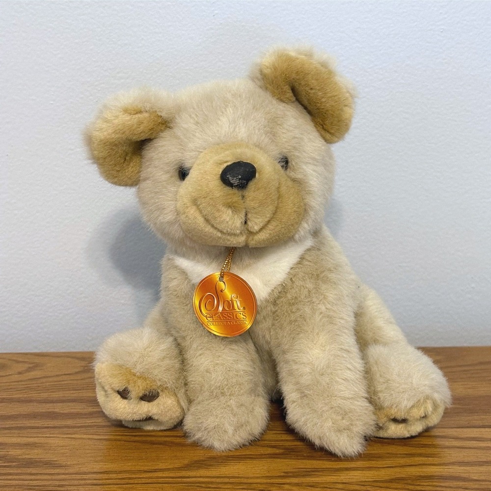 Vintage 1996 Soft Classics Chosun Toys R Us Tan Teddy Bear Plush Medallion Tag